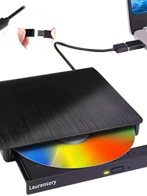 External DVD Drive USB 3.0 Type-C USB C Portable DVD Player for Laptop CD DVD +/-RW Disk Drive CD ROM Burner Writer CD/DVD Burner Reader Compatible with Laptop Desktop Windows Linux OS Apple MacBook